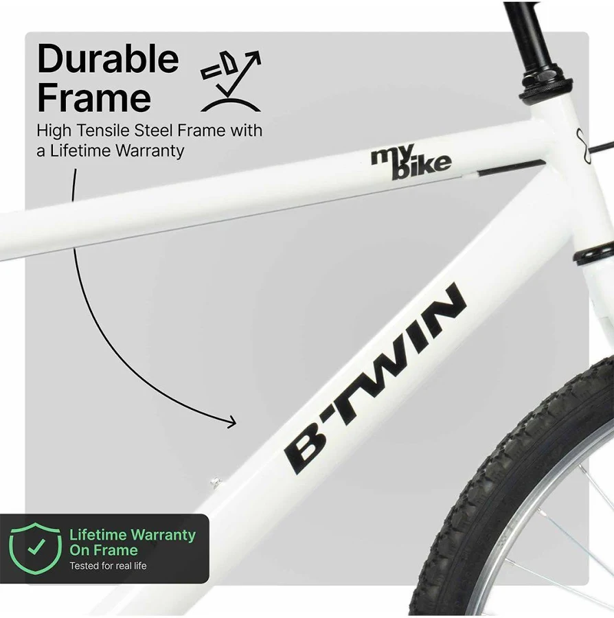 B'TWIN MyBike 26" Hybrid Cycle (White) - Image 3